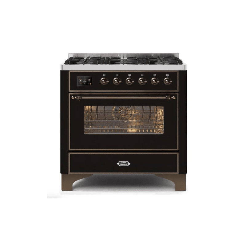 ILVE 36" Majestic II Series Dual Fuel Gas Range with 6 Burners with 3.5 cu. ft. Oven Capacity TFT Oven Control Display (UM096DNS)