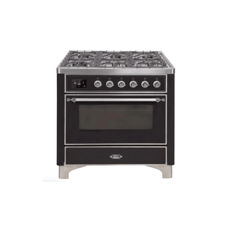ILVE 36" Majestic II Series Dual Fuel Gas Range with 6 Burners with 3.5 cu. ft. Oven Capacity TFT Oven Control Display (UM096DNS)
