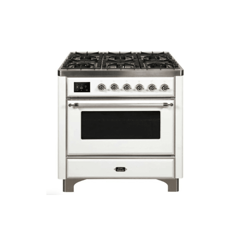 ILVE 36" Majestic II Series Dual Fuel Gas Range with 6 Burners with 3.5 cu. ft. Oven Capacity TFT Oven Control Display (UM096DNS)