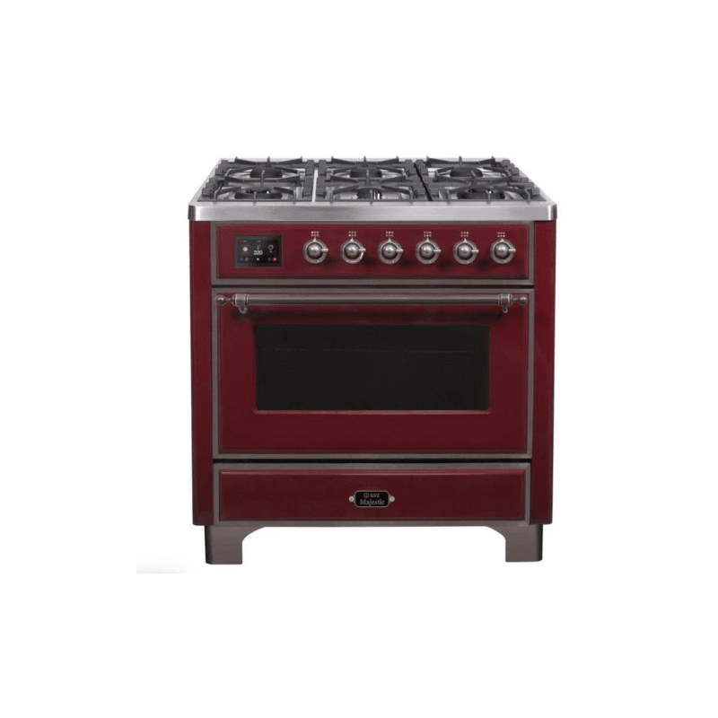 ILVE 36" Majestic II Series Dual Fuel Gas Range with 6 Burners with 3.5 cu. ft. Oven Capacity TFT Oven Control Display (UM096DNS)