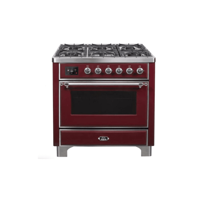 ILVE 36" Majestic II Series Dual Fuel Gas Range with 6 Burners with 3.5 cu. ft. Oven Capacity TFT Oven Control Display (UM096DNS)