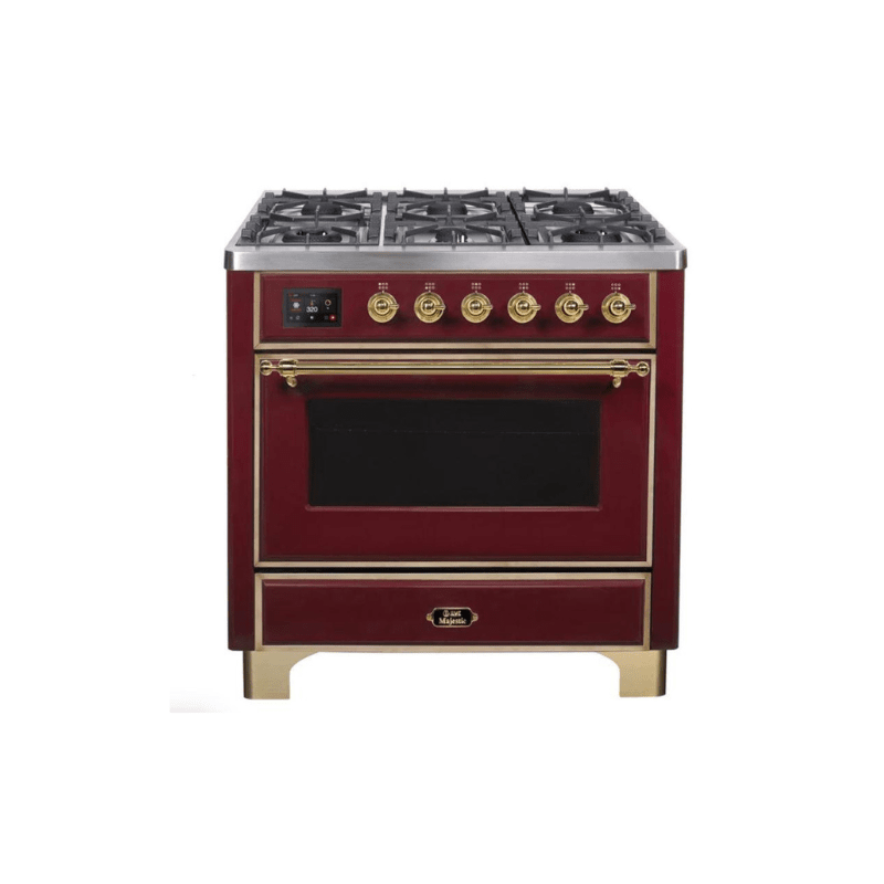 ILVE 36" Majestic II Series Dual Fuel Gas Range with 6 Burners with 3.5 cu. ft. Oven Capacity TFT Oven Control Display (UM096DNS)