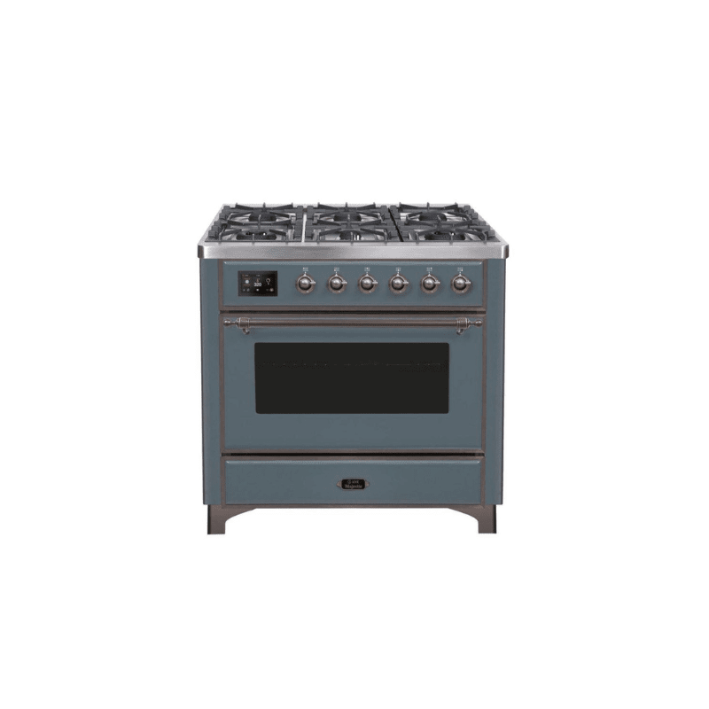ILVE 36" Majestic II Series Dual Fuel Gas Range with 6 Burners with 3.5 cu. ft. Oven Capacity TFT Oven Control Display (UM096DNS)