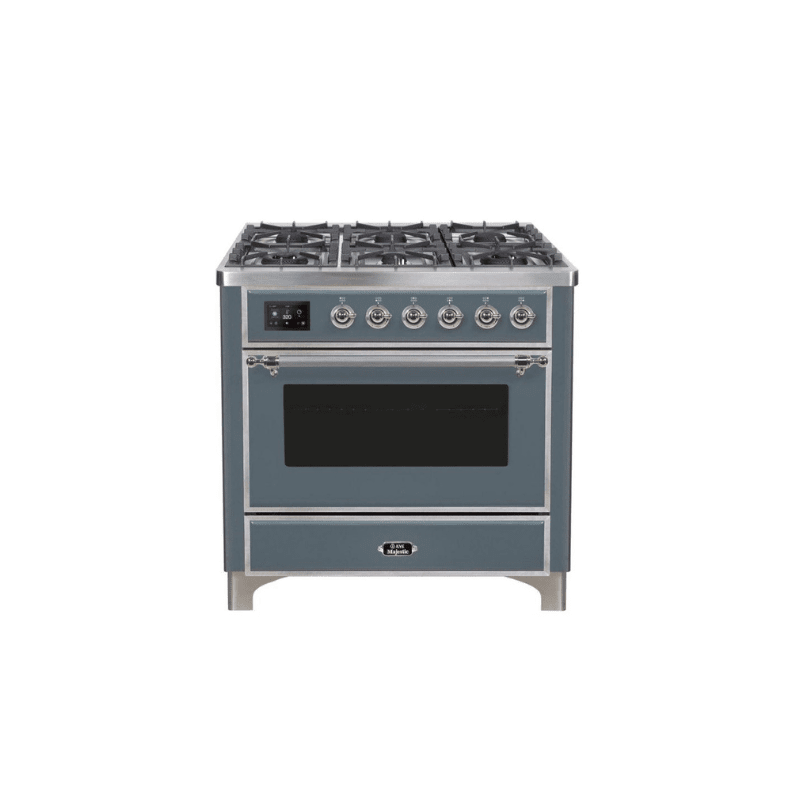 ILVE 36" Majestic II Series Dual Fuel Gas Range with 6 Burners with 3.5 cu. ft. Oven Capacity TFT Oven Control Display (UM096DNS)