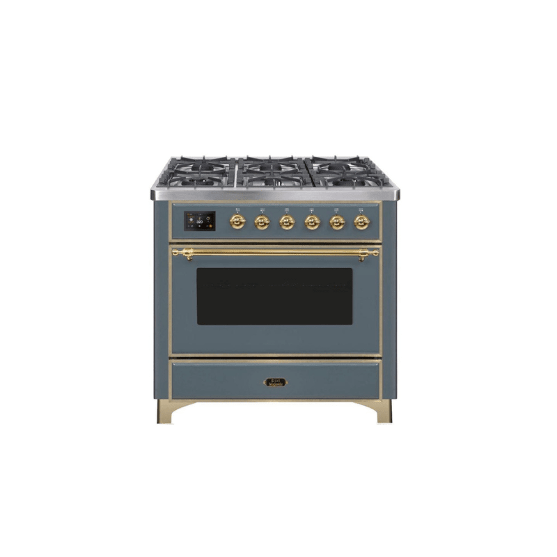 ILVE 36" Majestic II Series Dual Fuel Gas Range with 6 Burners with 3.5 cu. ft. Oven Capacity TFT Oven Control Display (UM096DNS)