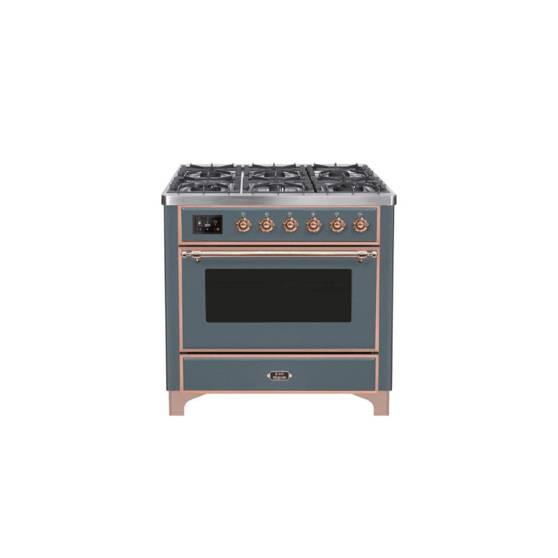ILVE 36" Majestic II Series Dual Fuel Gas Range with 6 Burners with 3.5 cu. ft. Oven Capacity TFT Oven Control Display (UM096DNS)