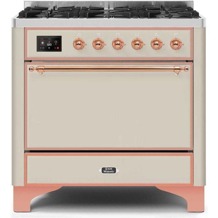 ILVE 36 Inch Majestic II Series Dual Fuel Range Gas/Propane with 6 Sealed Burners (UM096DQNS3)
