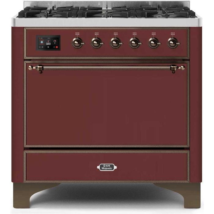 ILVE 36 Inch Majestic II Series Dual Fuel Range Gas/Propane with 6 Sealed Burners (UM096DQNS3)