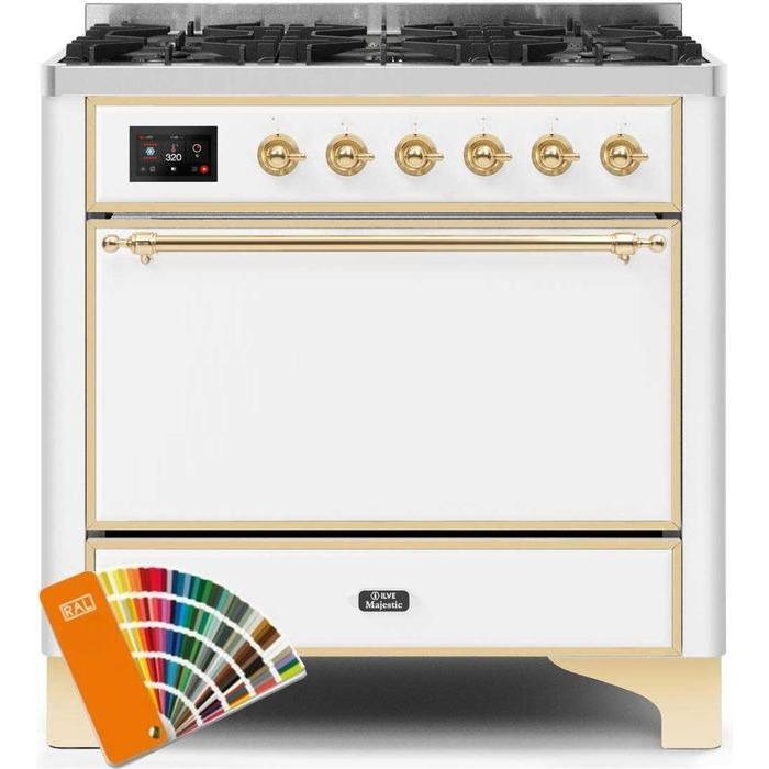 ILVE 36 Inch Majestic II Series Dual Fuel Range Gas/Propane with 6 Sealed Burners (UM096DQNS3)