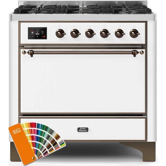 ILVE 36 Inch Majestic II Series Dual Fuel Range Gas/Propane with 6 Sealed Burners (UM096DQNS3)