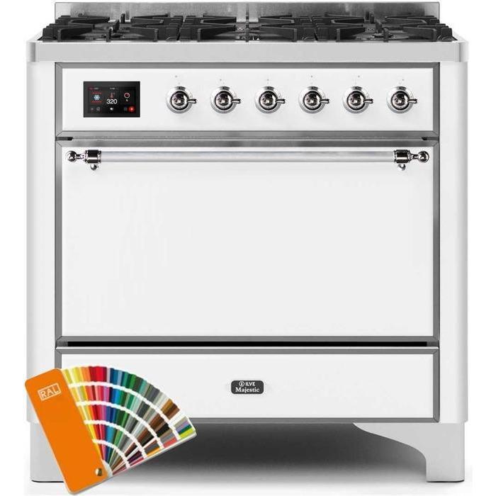 ILVE 36 Inch Majestic II Series Dual Fuel Range Gas/Propane with 6 Sealed Burners (UM096DQNS3)