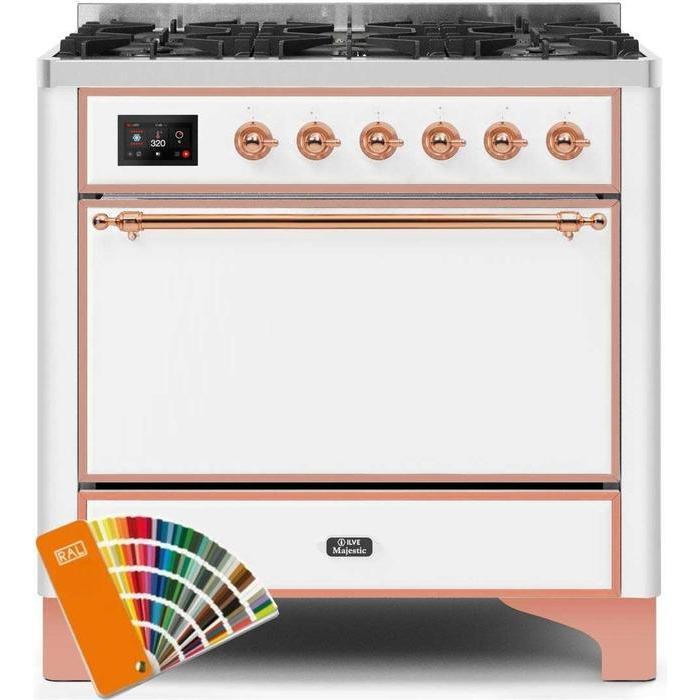 ILVE 36 Inch Majestic II Series Dual Fuel Range Gas/Propane with 6 Sealed Burners (UM096DQNS3)