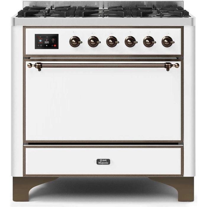 ILVE 36 Inch Majestic II Series Dual Fuel Range Gas/Propane with 6 Sealed Burners (UM096DQNS3)
