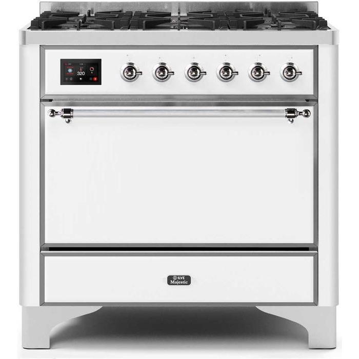 ILVE 36 Inch Majestic II Series Dual Fuel Range Gas/Propane with 6 Sealed Burners (UM096DQNS3)