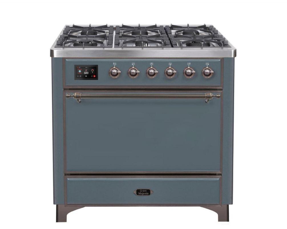ILVE 36 Inch Majestic II Series Dual Fuel Range Gas/Propane with 6 Sealed Burners (UM096DQNS3)