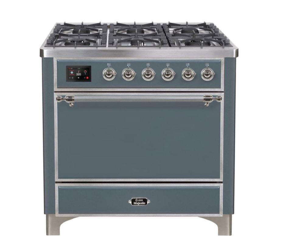 ILVE 36 Inch Majestic II Series Dual Fuel Range Gas/Propane with 6 Sealed Burners (UM096DQNS3)