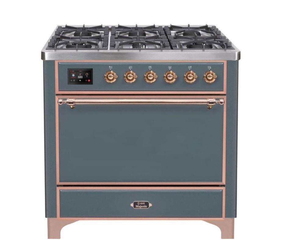 ILVE 36 Inch Majestic II Series Dual Fuel Range Gas/Propane with 6 Sealed Burners (UM096DQNS3)
