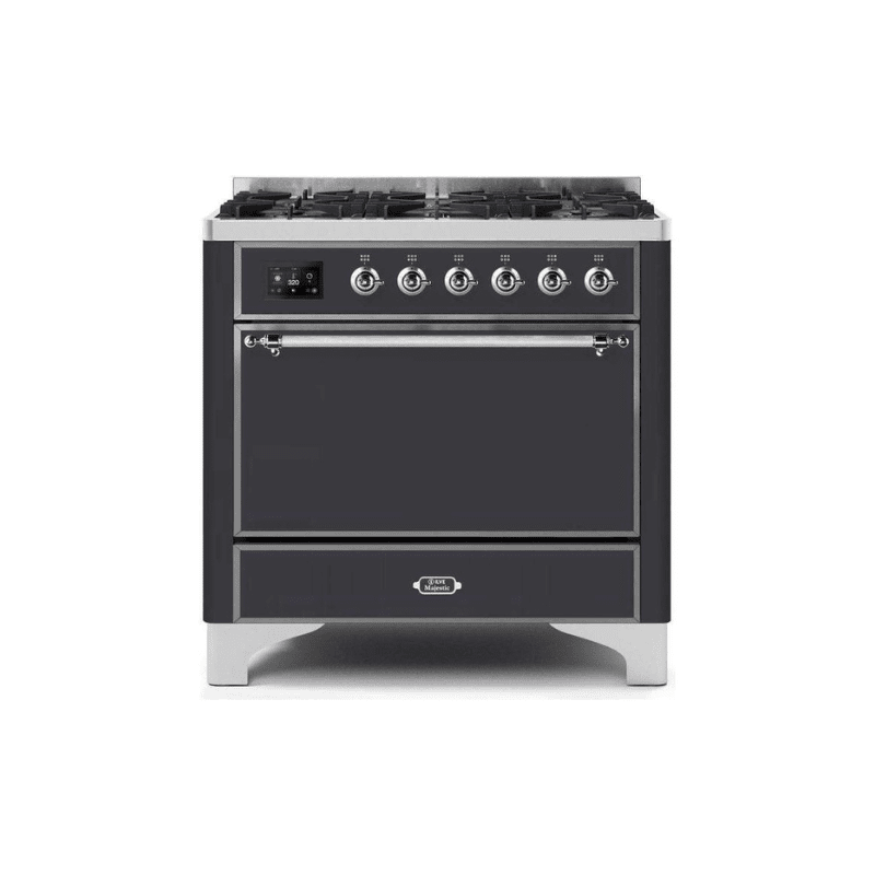 ILVE 36 Inch Majestic II Series Dual Fuel Range Gas/Propane with 6 Sealed Burners (UM096DQNS3)