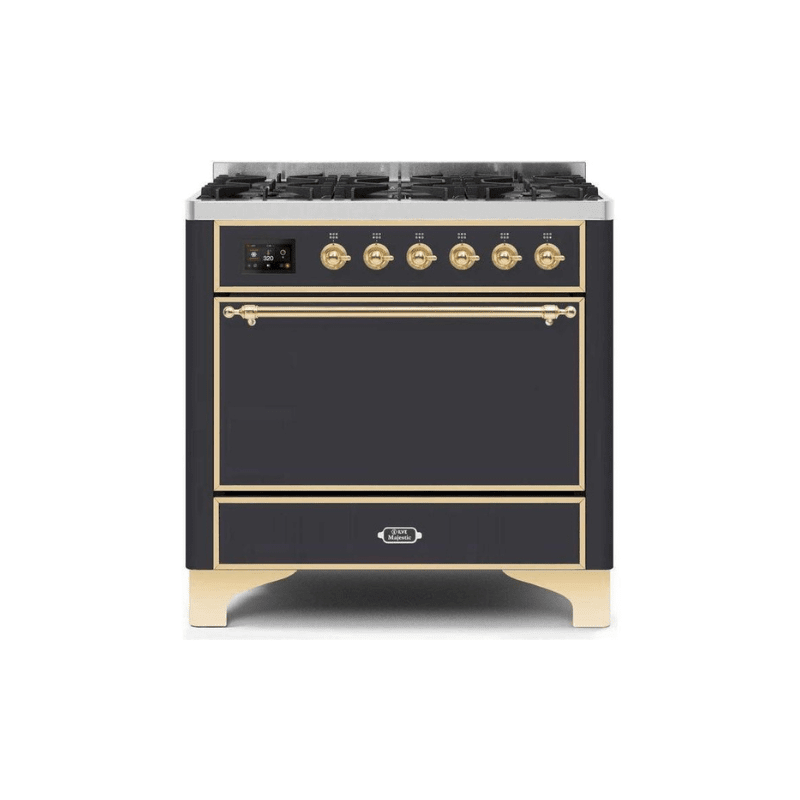 ILVE 36 Inch Majestic II Series Dual Fuel Range Gas/Propane with 6 Sealed Burners (UM096DQNS3)