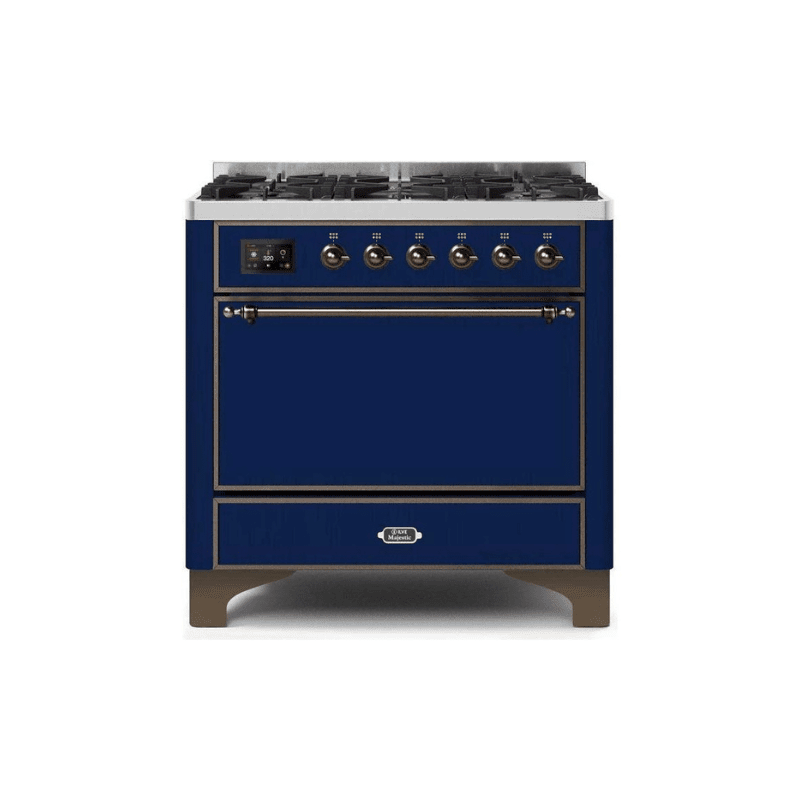 ILVE 36 Inch Majestic II Series Dual Fuel Range Gas/Propane with 6 Sealed Burners (UM096DQNS3)