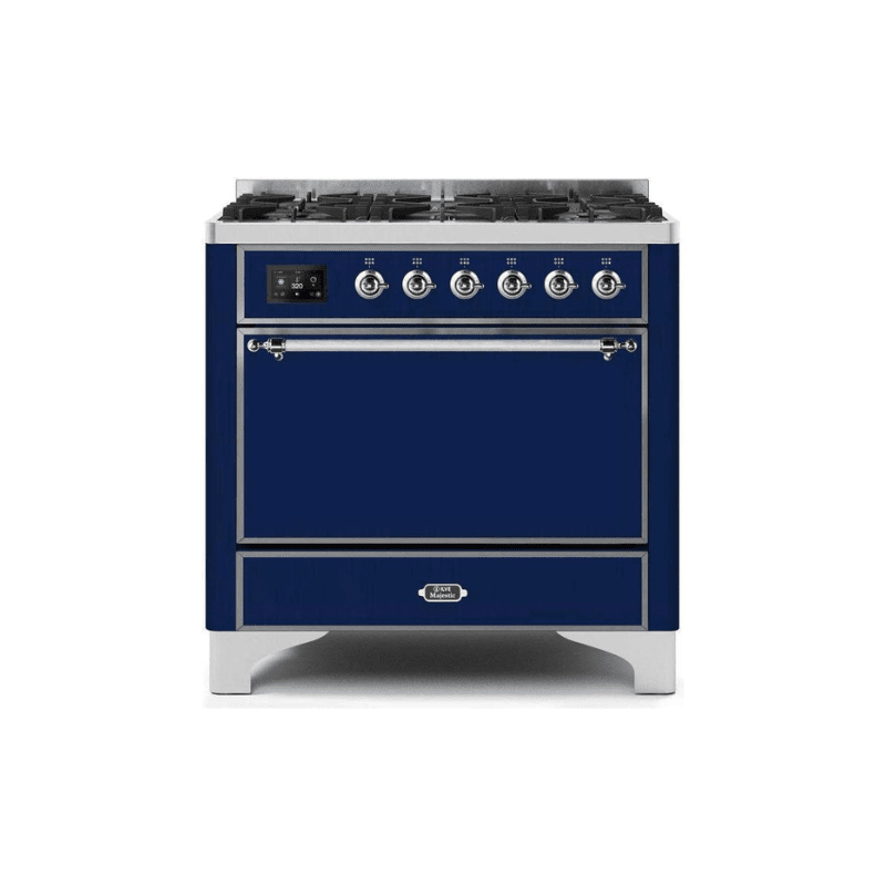 ILVE 36 Inch Majestic II Series Dual Fuel Range Gas/Propane with 6 Sealed Burners (UM096DQNS3)