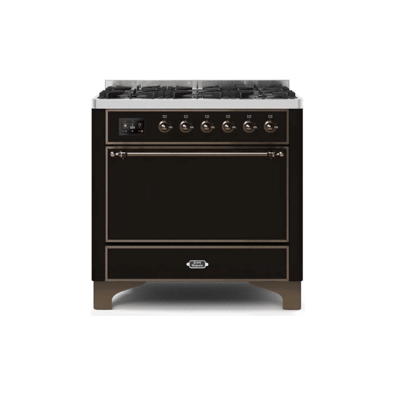 ILVE 36 Inch Majestic II Series Dual Fuel Range Gas/Propane with 6 Sealed Burners (UM096DQNS3)