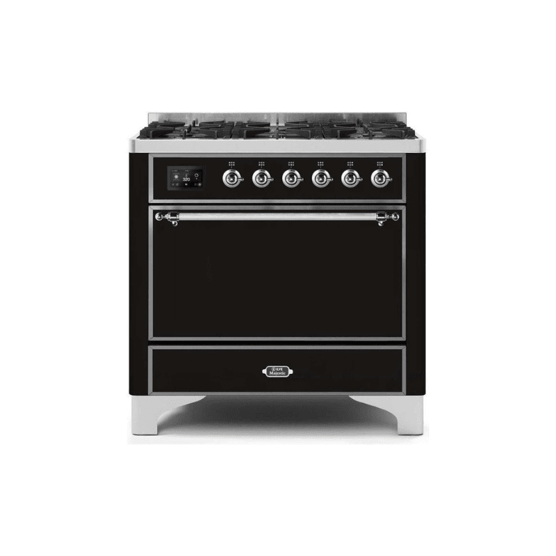 ILVE 36 Inch Majestic II Series Dual Fuel Range Gas/Propane with 6 Sealed Burners (UM096DQNS3)