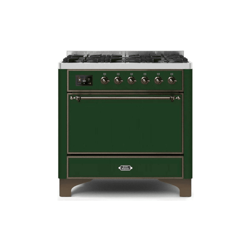 ILVE 36 Inch Majestic II Series Dual Fuel Range Gas/Propane with 6 Sealed Burners (UM096DQNS3)