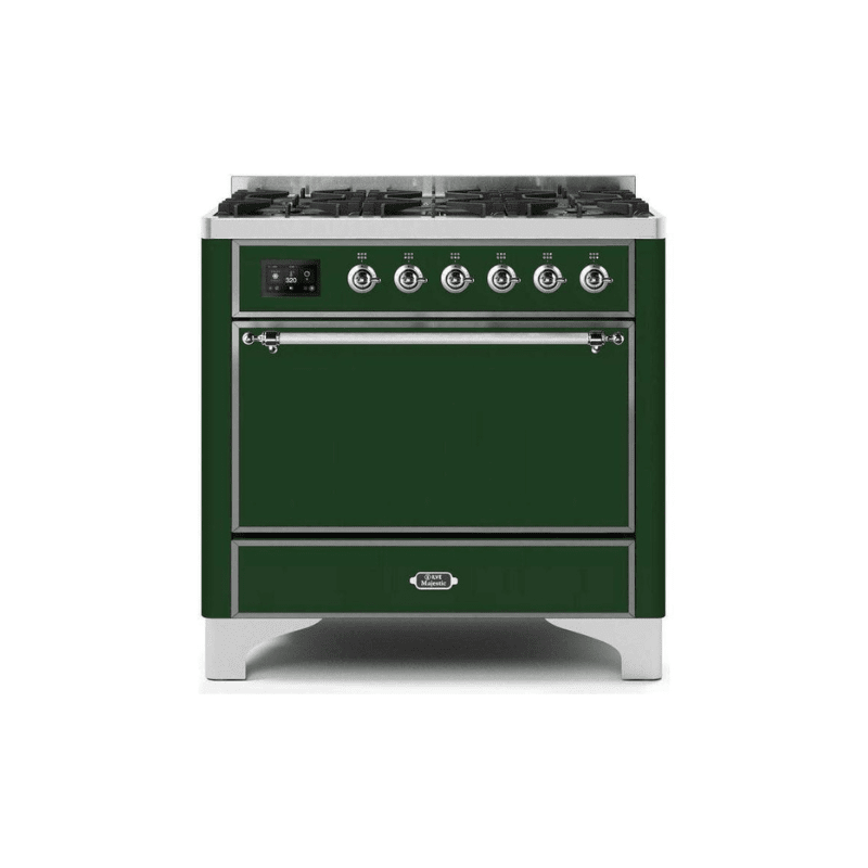 ILVE 36 Inch Majestic II Series Dual Fuel Range Gas/Propane with 6 Sealed Burners (UM096DQNS3)