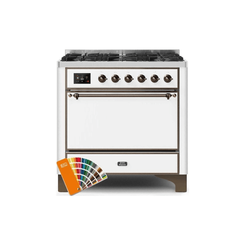 ILVE 36 Inch Majestic II Series Dual Fuel Range Gas/Propane with 6 Sealed Burners (UM096DQNS3)