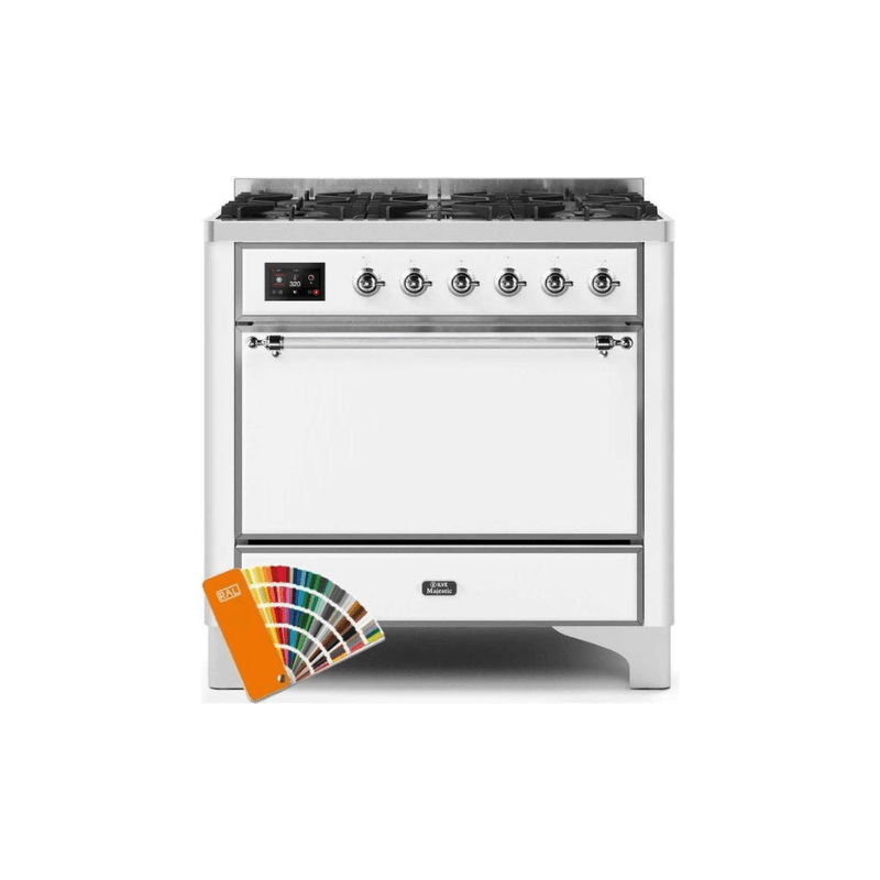 ILVE 36 Inch Majestic II Series Dual Fuel Range Gas/Propane with 6 Sealed Burners (UM096DQNS3)