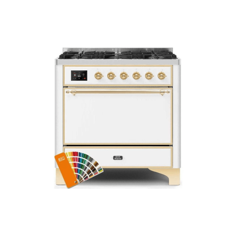 ILVE 36 Inch Majestic II Series Dual Fuel Range Gas/Propane with 6 Sealed Burners (UM096DQNS3)