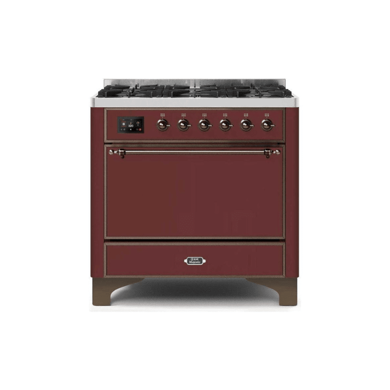 ILVE 36 Inch Majestic II Series Dual Fuel Range Gas/Propane with 6 Sealed Burners (UM096DQNS3)