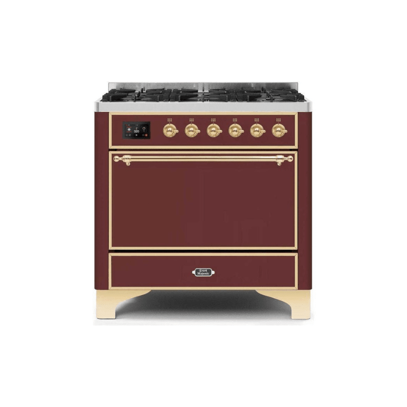 ILVE 36 Inch Majestic II Series Dual Fuel Range Gas/Propane with 6 Sealed Burners (UM096DQNS3)