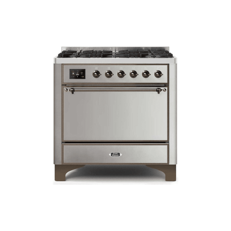 ILVE 36 Inch Majestic II Series Dual Fuel Range Gas/Propane with 6 Sealed Burners (UM096DQNS3)