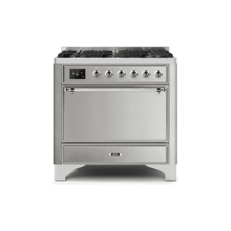 ILVE 36 Inch Majestic II Series Dual Fuel Range Gas/Propane with 6 Sealed Burners (UM096DQNS3)