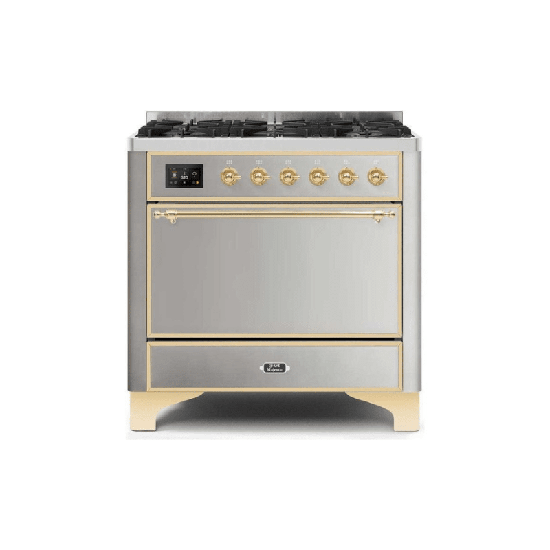 ILVE 36 Inch Majestic II Series Dual Fuel Range Gas/Propane with 6 Sealed Burners (UM096DQNS3)
