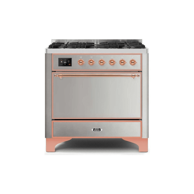 ILVE 36 Inch Majestic II Series Dual Fuel Range Gas/Propane with 6 Sealed Burners (UM096DQNS3)