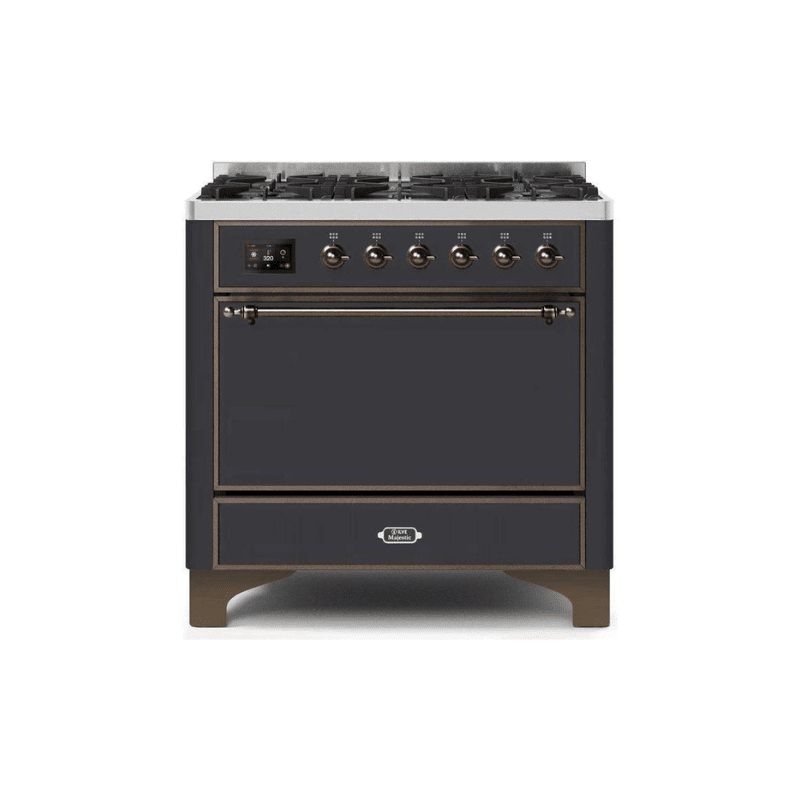 ILVE 36 Inch Majestic II Series Dual Fuel Range Gas/Propane with 6 Sealed Burners (UM096DQNS3)