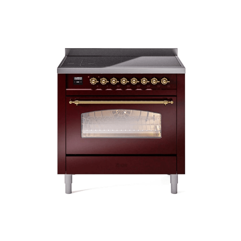 ILVE 36" Nostalgie II Series Freestanding Electric Double Oven Range with 5 Elements, Triple Glass Cool Door, Convection Oven, TFT Oven Control Display and Child Lock UPI366NMP