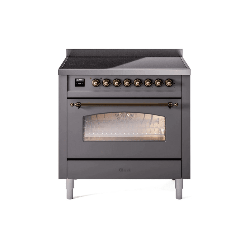 ILVE 36" Nostalgie II Series Freestanding Electric Double Oven Range with 5 Elements, Triple Glass Cool Door, Convection Oven, TFT Oven Control Display and Child Lock UPI366NMP