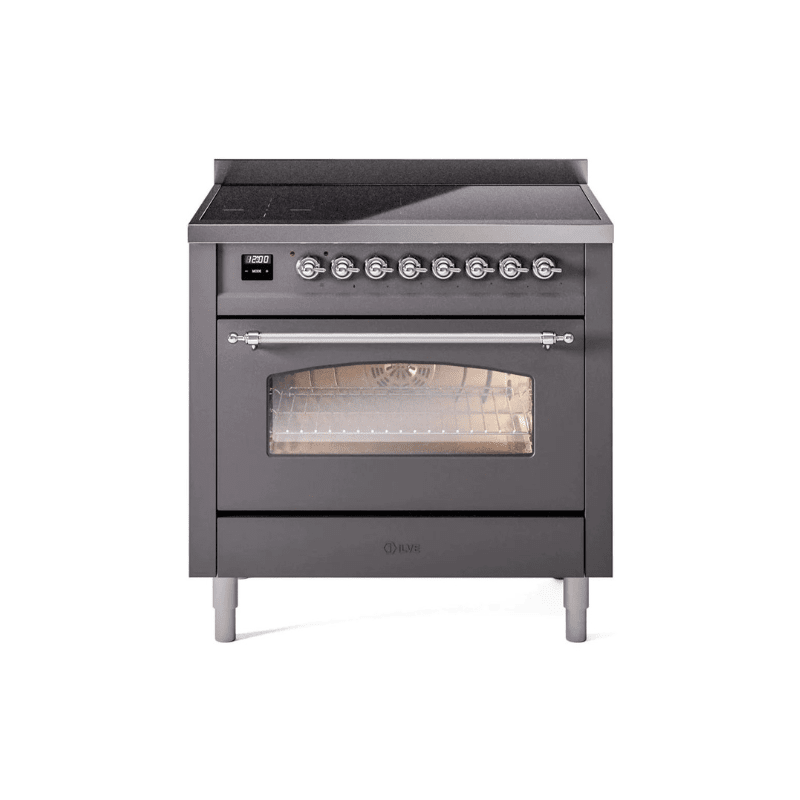 ILVE 36" Nostalgie II Series Freestanding Electric Double Oven Range with 5 Elements, Triple Glass Cool Door, Convection Oven, TFT Oven Control Display and Child Lock UPI366NMP