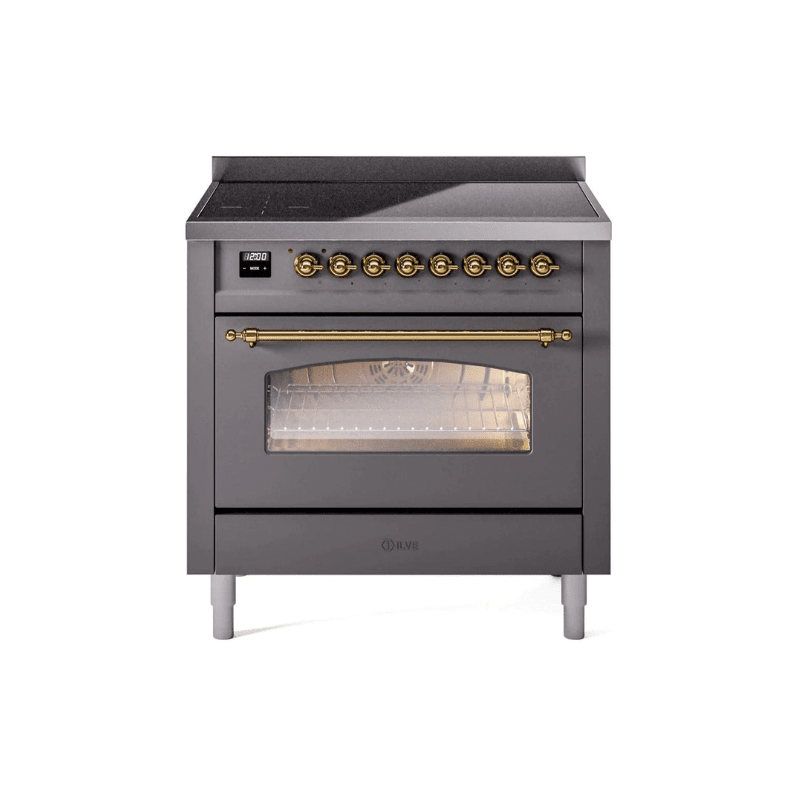 ILVE 36" Nostalgie II Series Freestanding Electric Double Oven Range with 5 Elements, Triple Glass Cool Door, Convection Oven, TFT Oven Control Display and Child Lock UPI366NMP