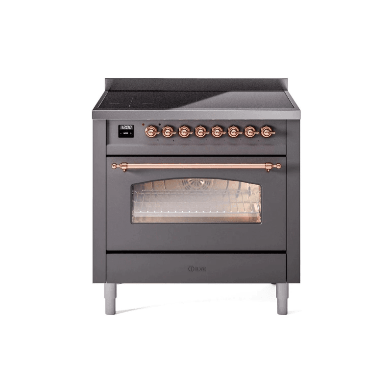 ILVE 36" Nostalgie II Series Freestanding Electric Double Oven Range with 5 Elements, Triple Glass Cool Door, Convection Oven, TFT Oven Control Display and Child Lock UPI366NMP
