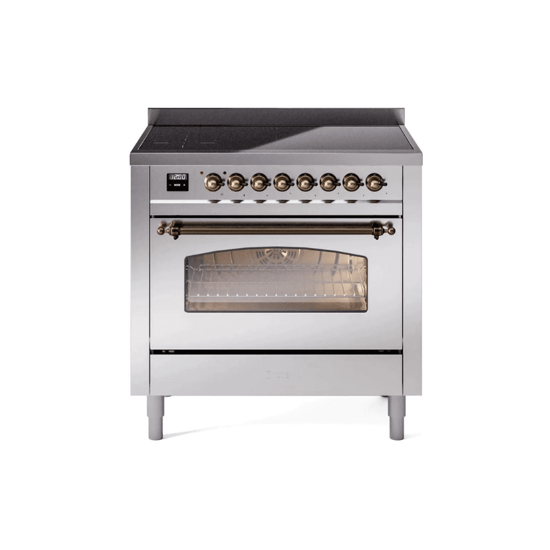 ILVE 36" Nostalgie II Series Freestanding Electric Double Oven Range with 5 Elements, Triple Glass Cool Door, Convection Oven, TFT Oven Control Display and Child Lock UPI366NMP