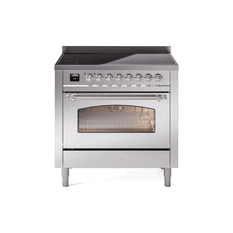 ILVE 36" Nostalgie II Series Freestanding Electric Double Oven Range with 5 Elements, Triple Glass Cool Door, Convection Oven, TFT Oven Control Display and Child Lock UPI366NMP