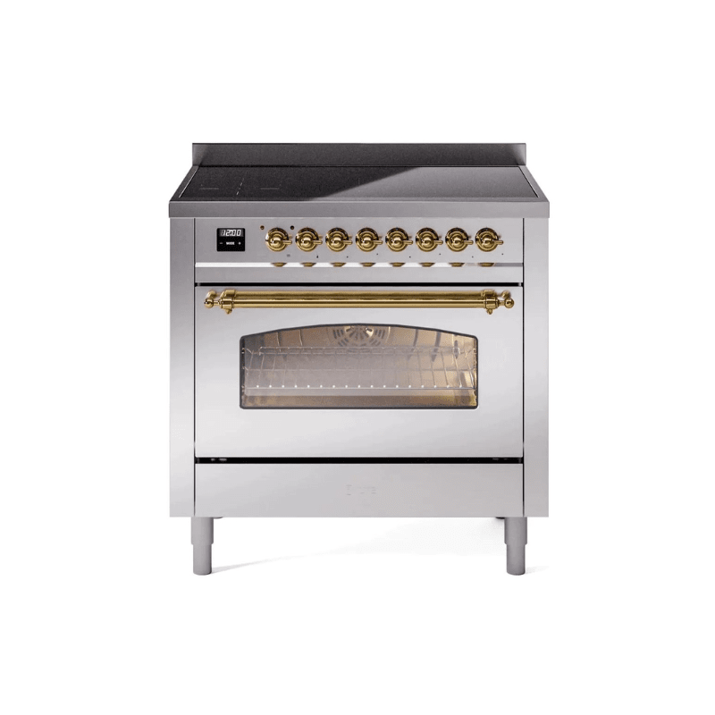ILVE 36" Nostalgie II Series Freestanding Electric Double Oven Range with 5 Elements, Triple Glass Cool Door, Convection Oven, TFT Oven Control Display and Child Lock UPI366NMP