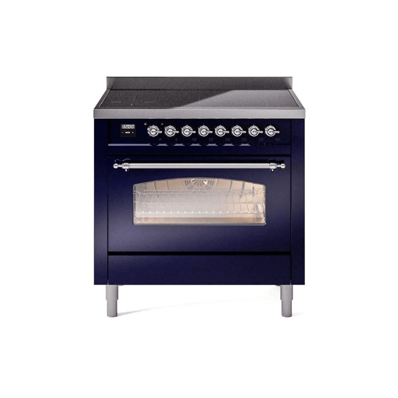 ILVE 36" Nostalgie II Series Freestanding Electric Double Oven Range with 5 Elements, Triple Glass Cool Door, Convection Oven, TFT Oven Control Display and Child Lock UPI366NMP