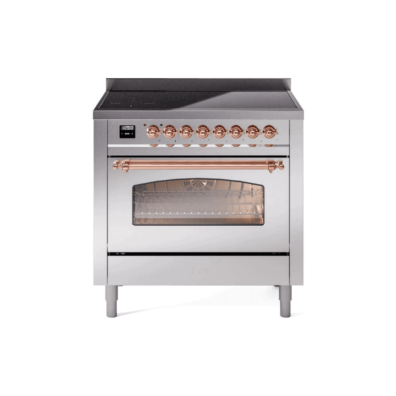 ILVE 36" Nostalgie II Series Freestanding Electric Double Oven Range with 5 Elements, Triple Glass Cool Door, Convection Oven, TFT Oven Control Display and Child Lock UPI366NMP