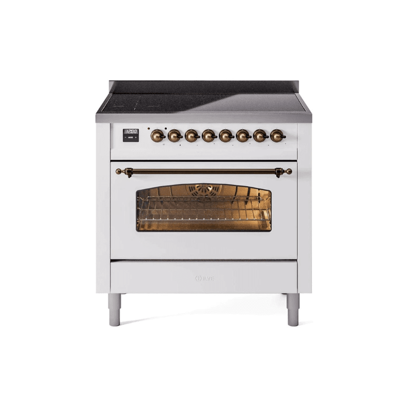 ILVE 36" Nostalgie II Series Freestanding Electric Double Oven Range with 5 Elements, Triple Glass Cool Door, Convection Oven, TFT Oven Control Display and Child Lock UPI366NMP